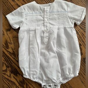 Feltman White Baby Romper with Blue Accents